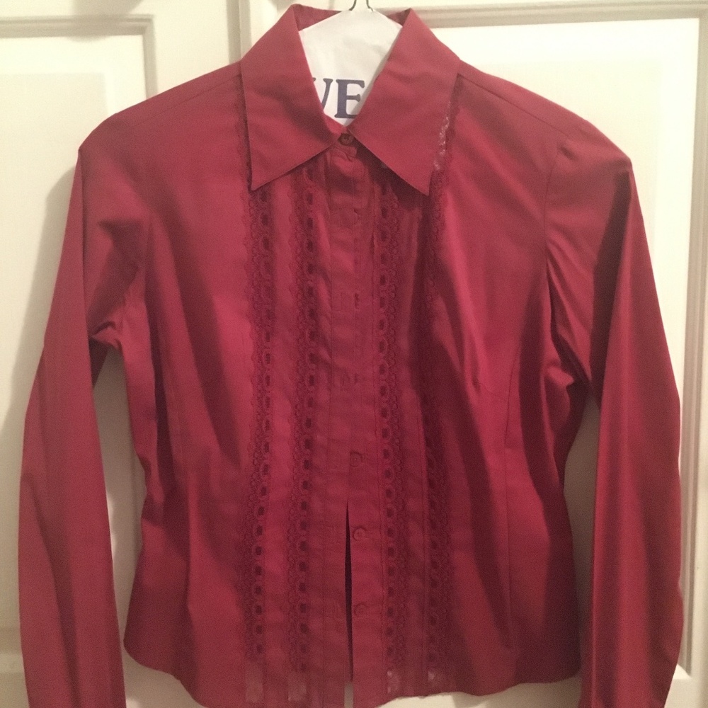 90s Guess Burgundy Blouse with French Cuffs